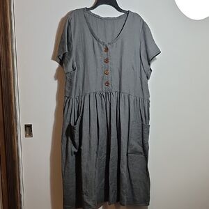 Hinterland Handmade Button-Front Linen Dress